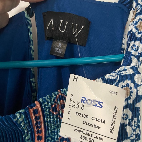 NWT!AUW Blue Boho Maxi Dress size 8 - Picture 4 of 4